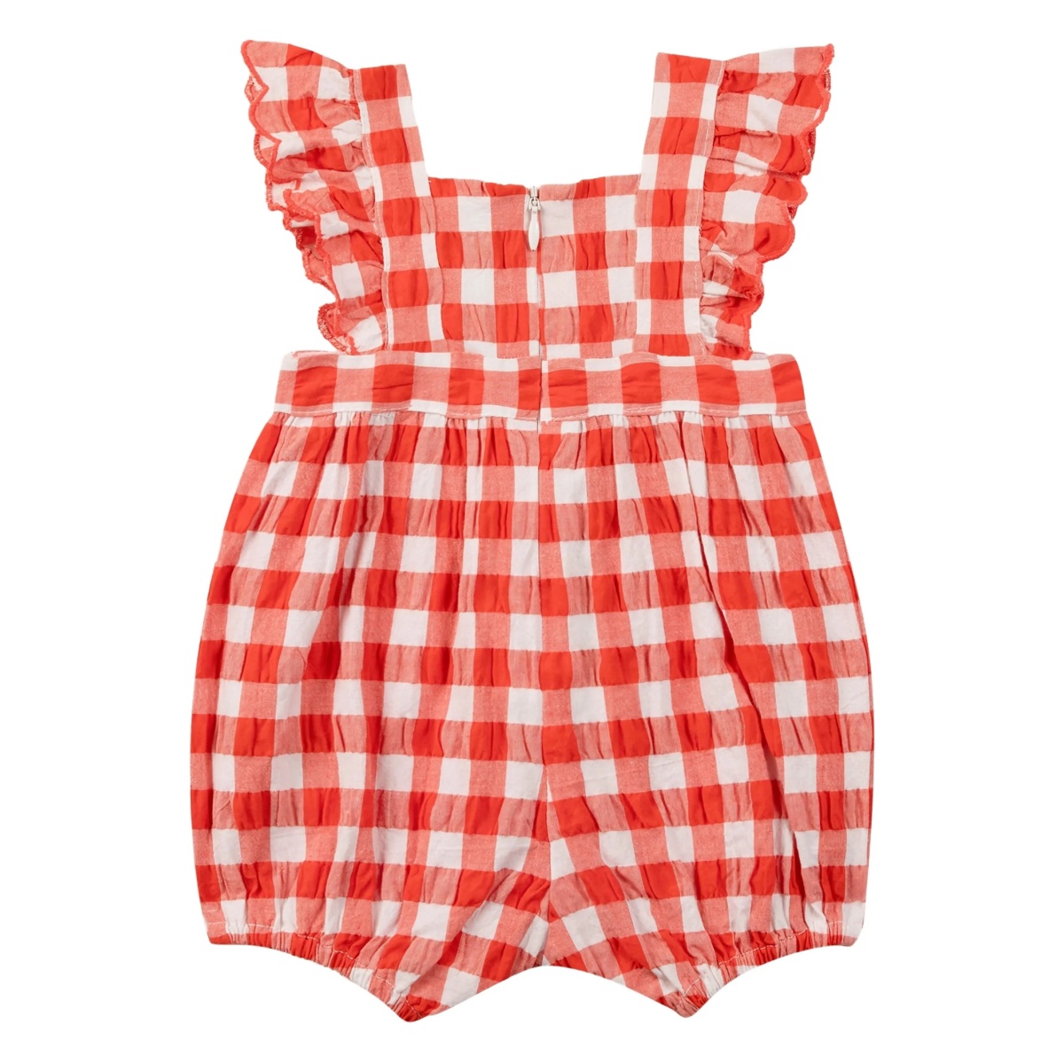 gingham-print ruffled romper - Img 2