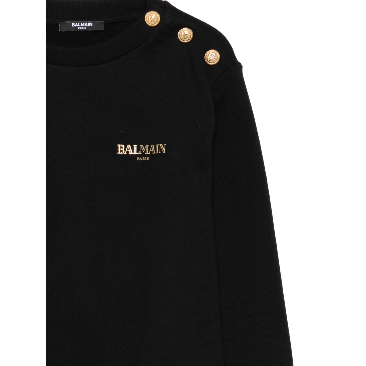 gold-button crew-neck sweatshirt - Img 3