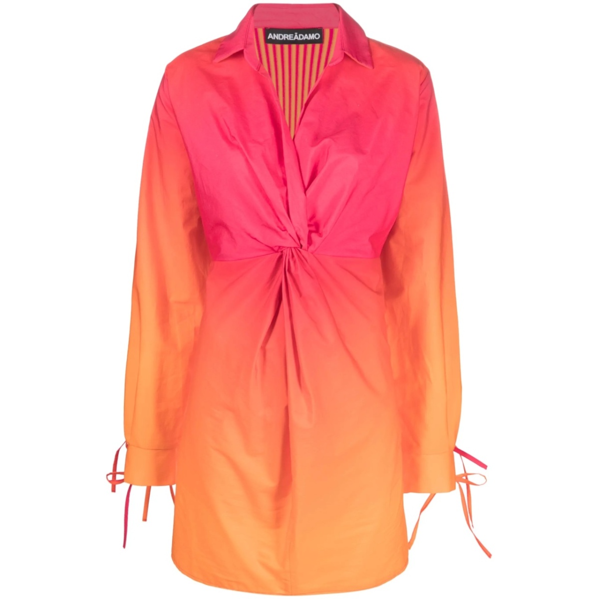 gradient-effect gathered-detail short dress