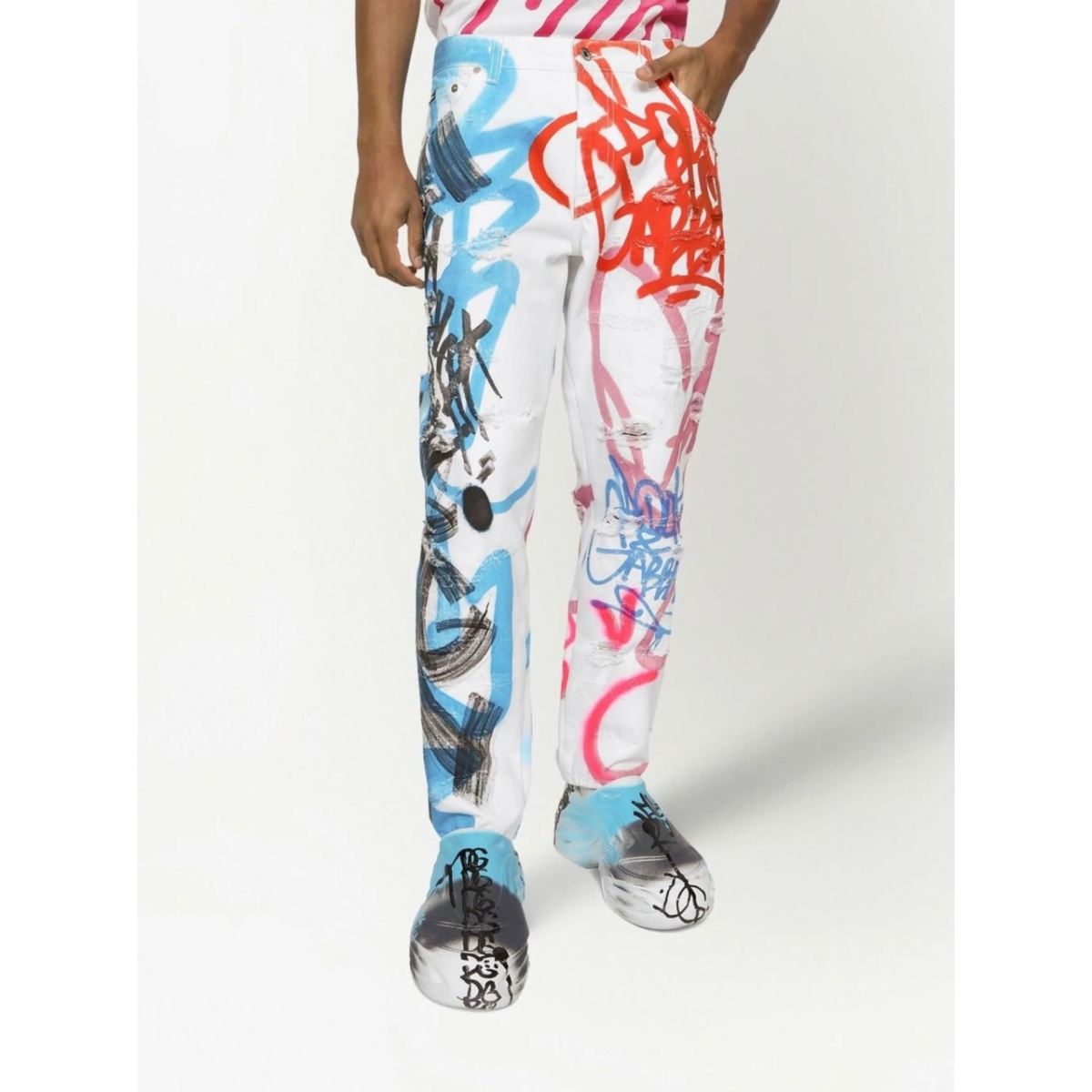 graffiti-print straight leg jeans - Img 5