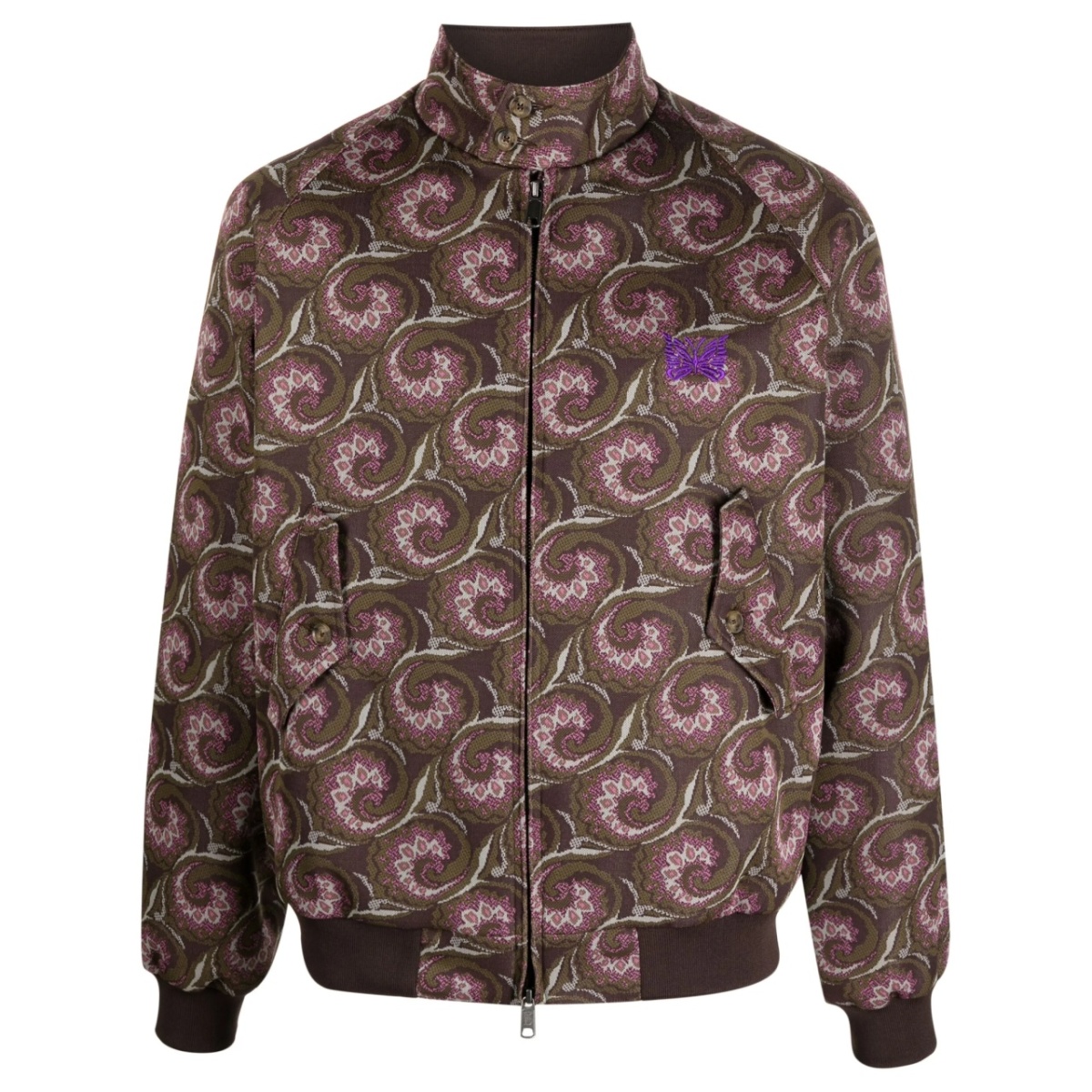 graphic-pattern funnel neck jacket