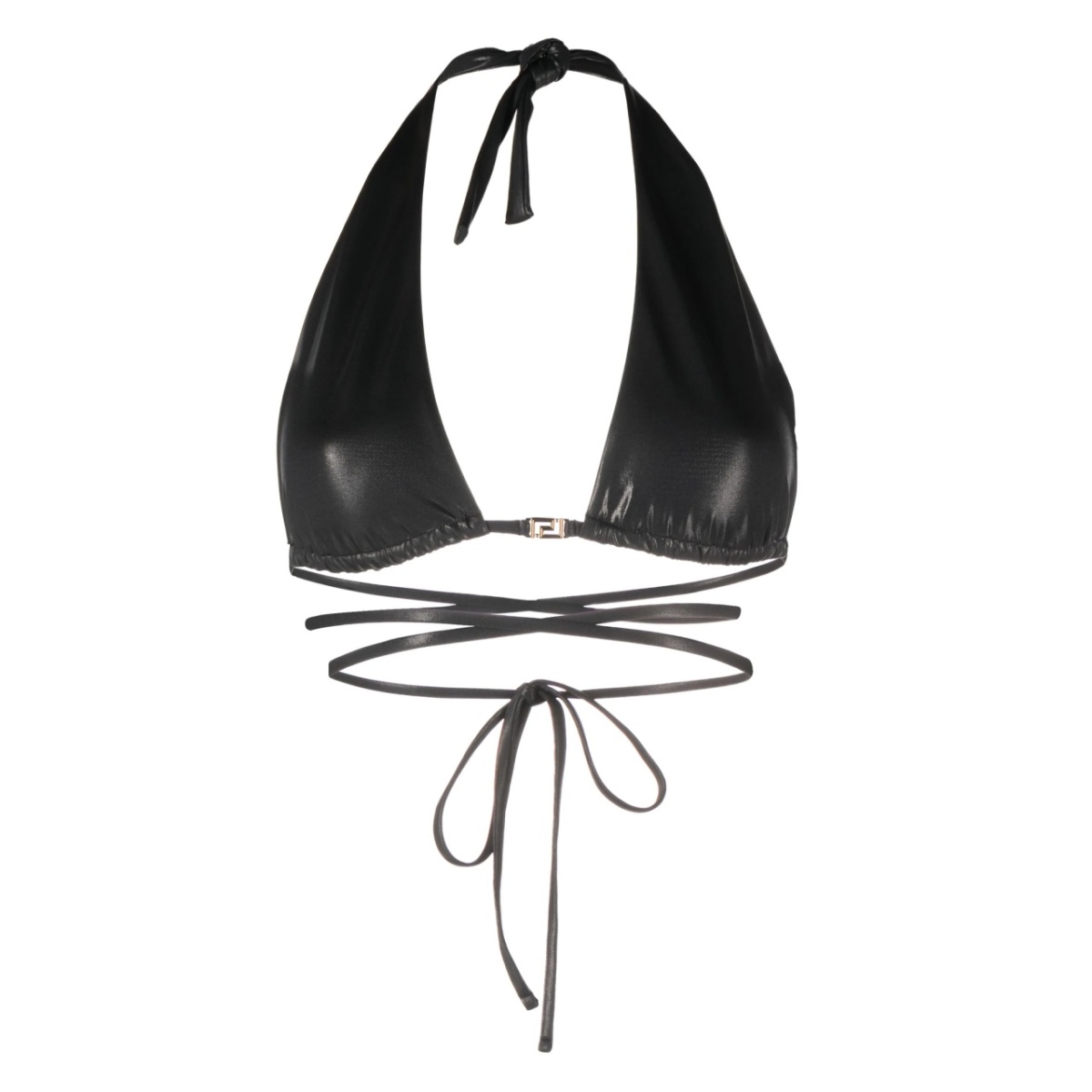 Greca-detailed triangle bikini top