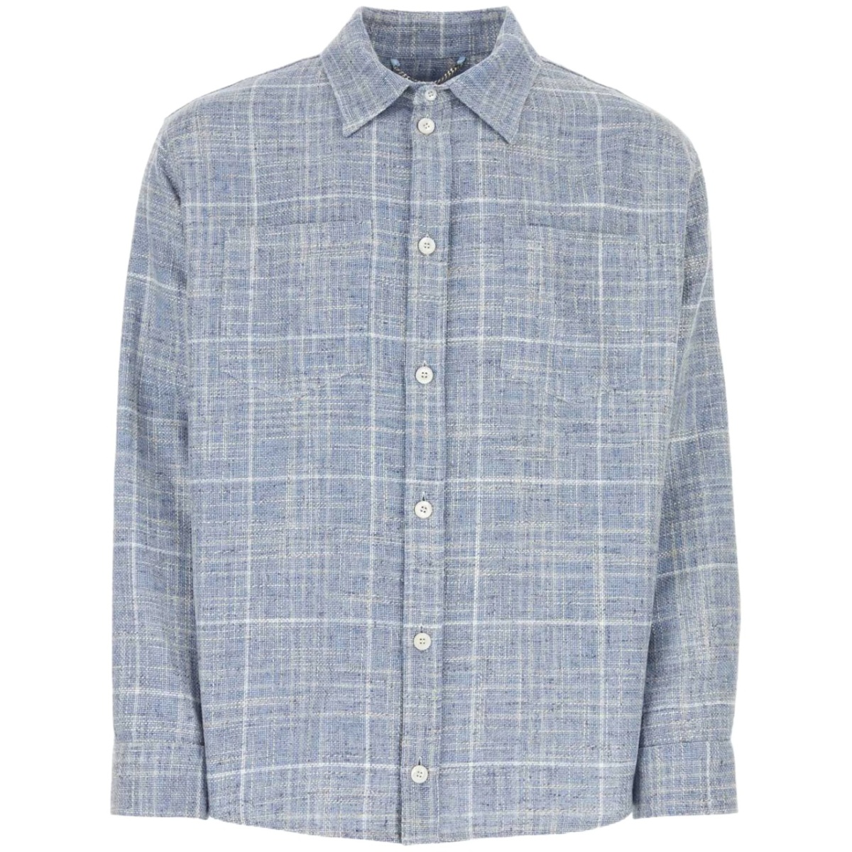 grid-print chambray shirt