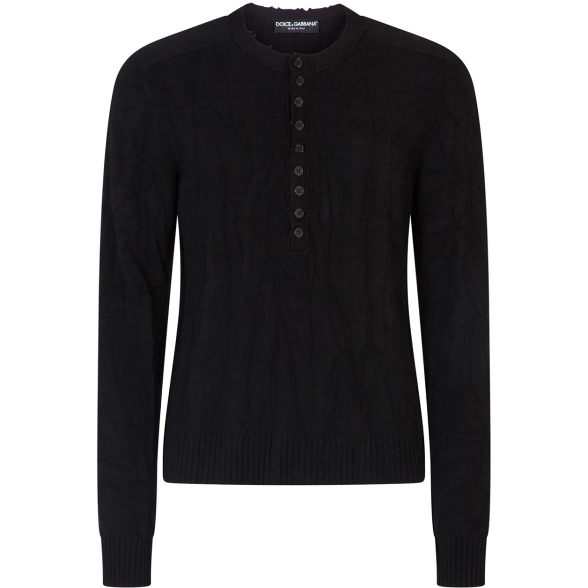 half-button cable-knit jumper