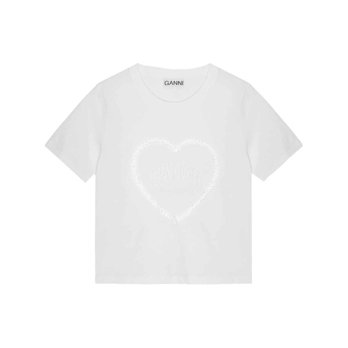 heart-appliqué T-shirt