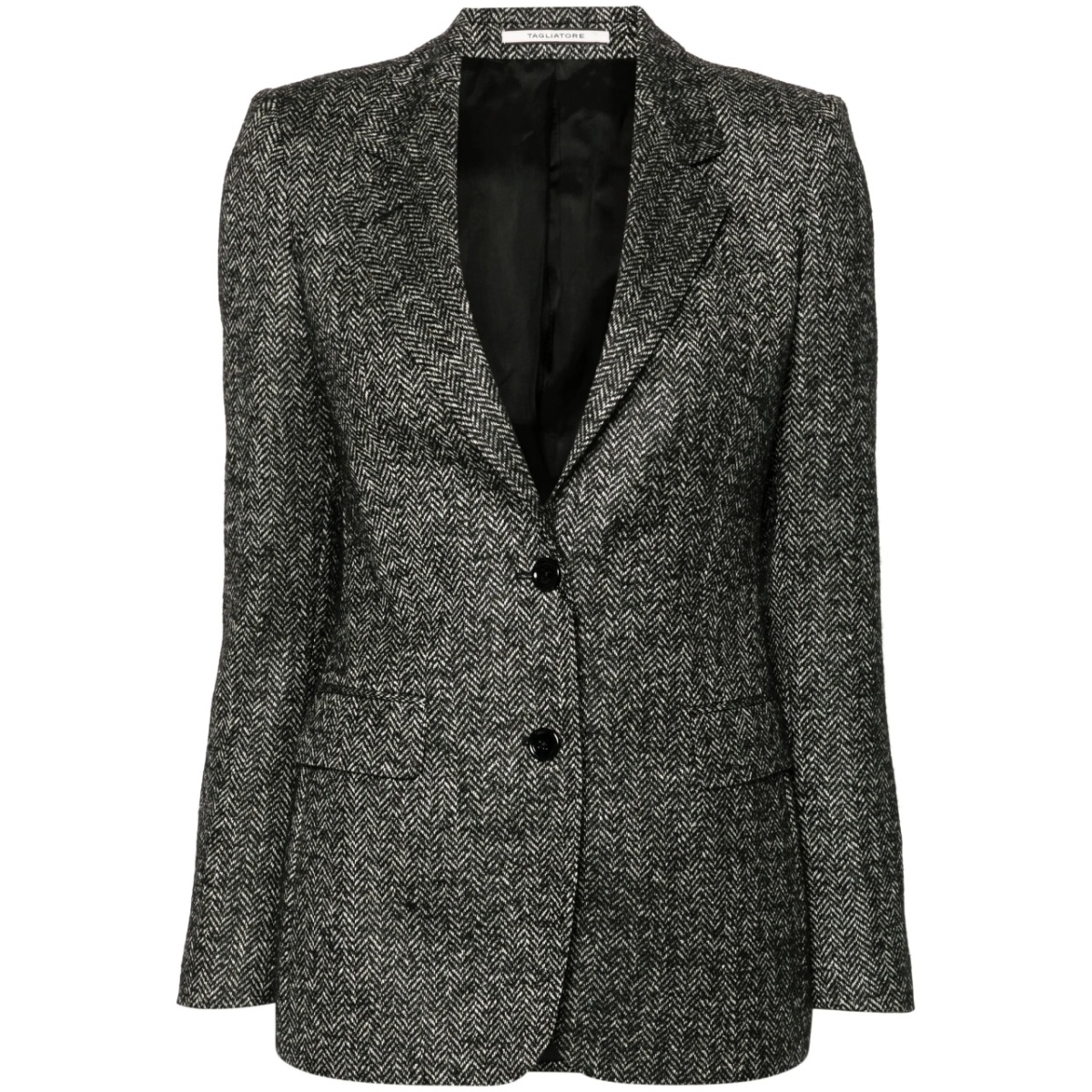 herringbone-pattern blazer