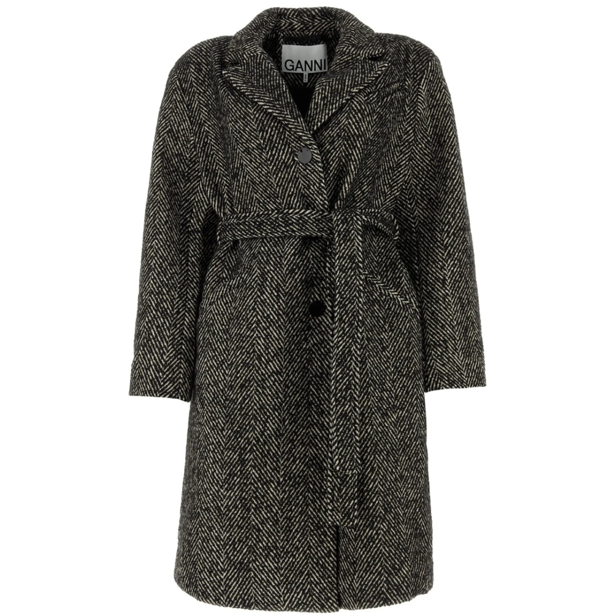 herringbone-pattern coat