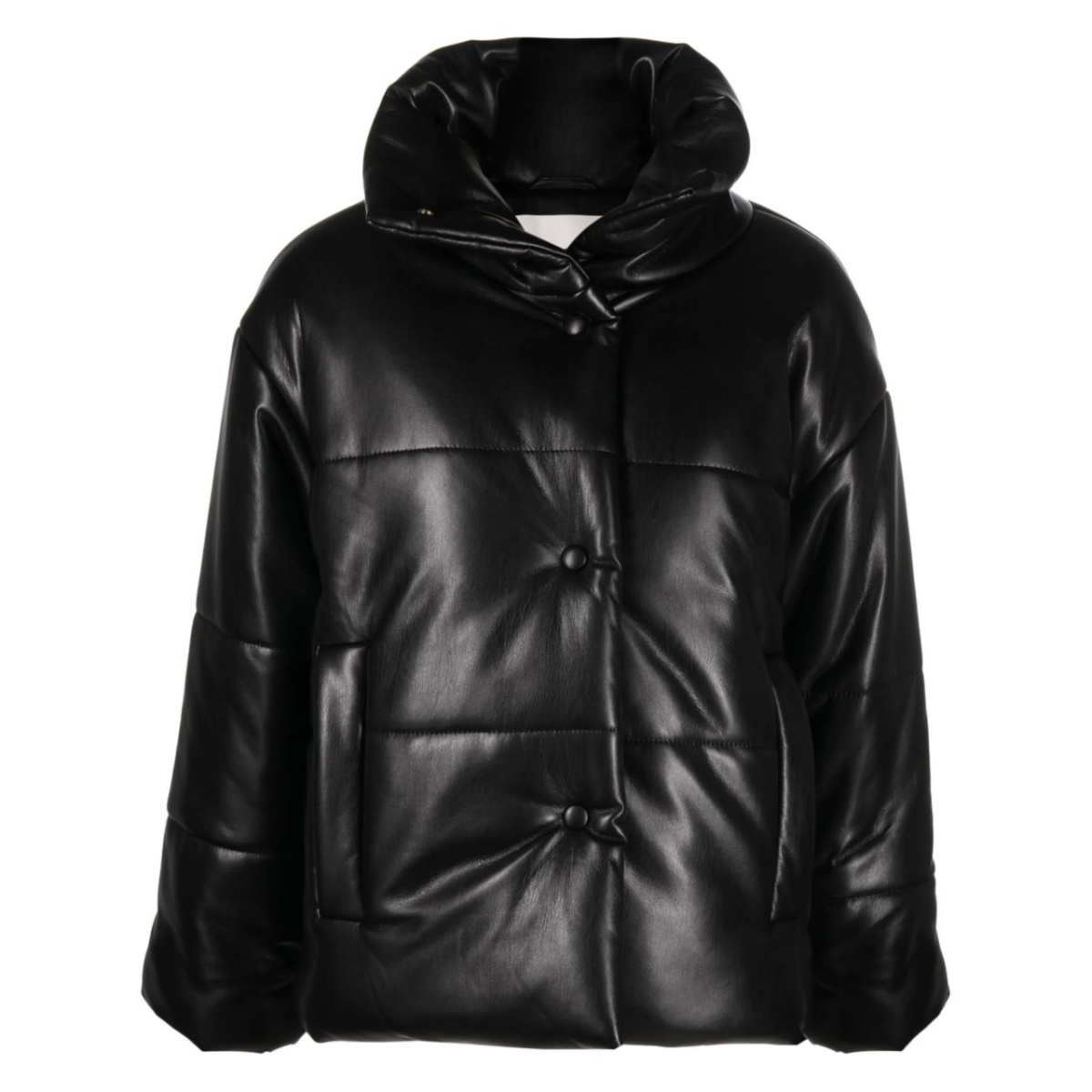 Hide padded short faux-leather jacket