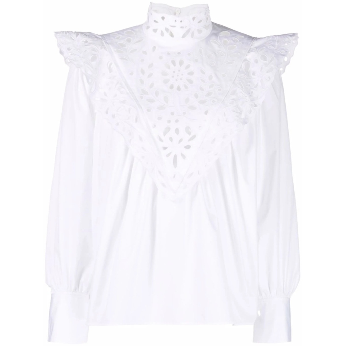 high-neck broderie anglaise blouse