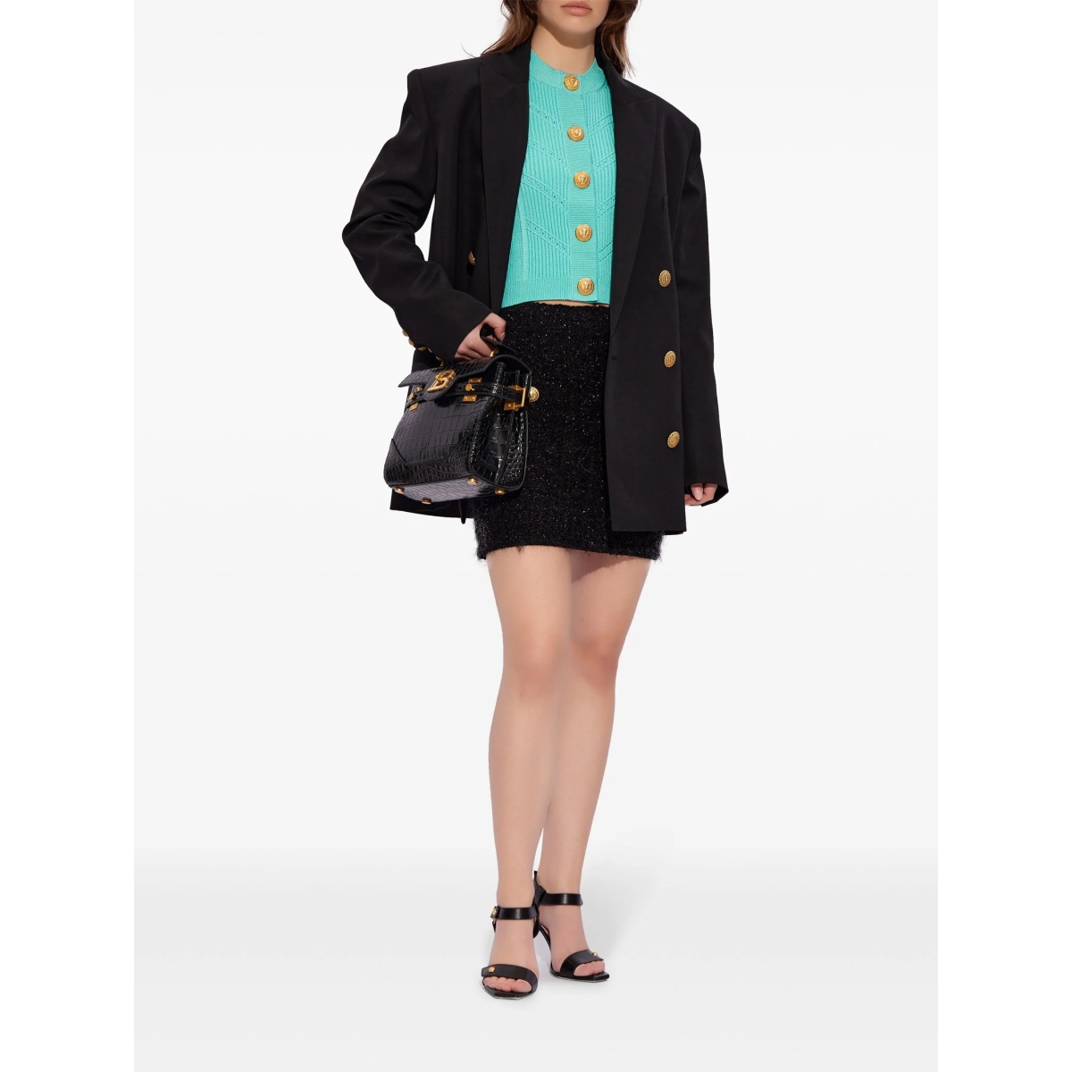 high-waisted bouclé miniskirt - Img 2