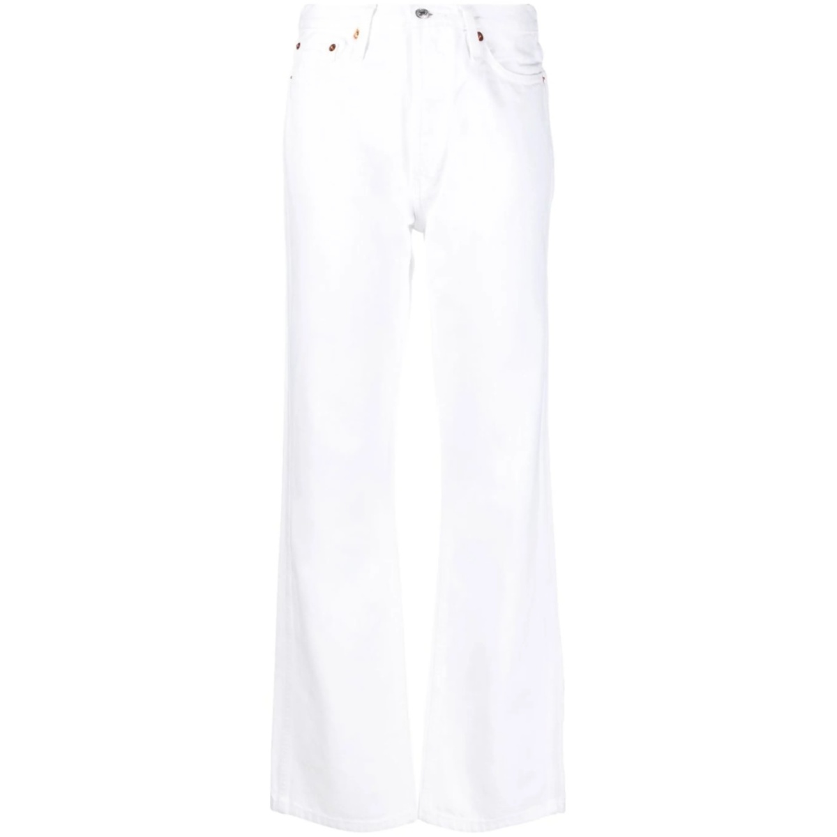 high-waisted flared-leg jeans