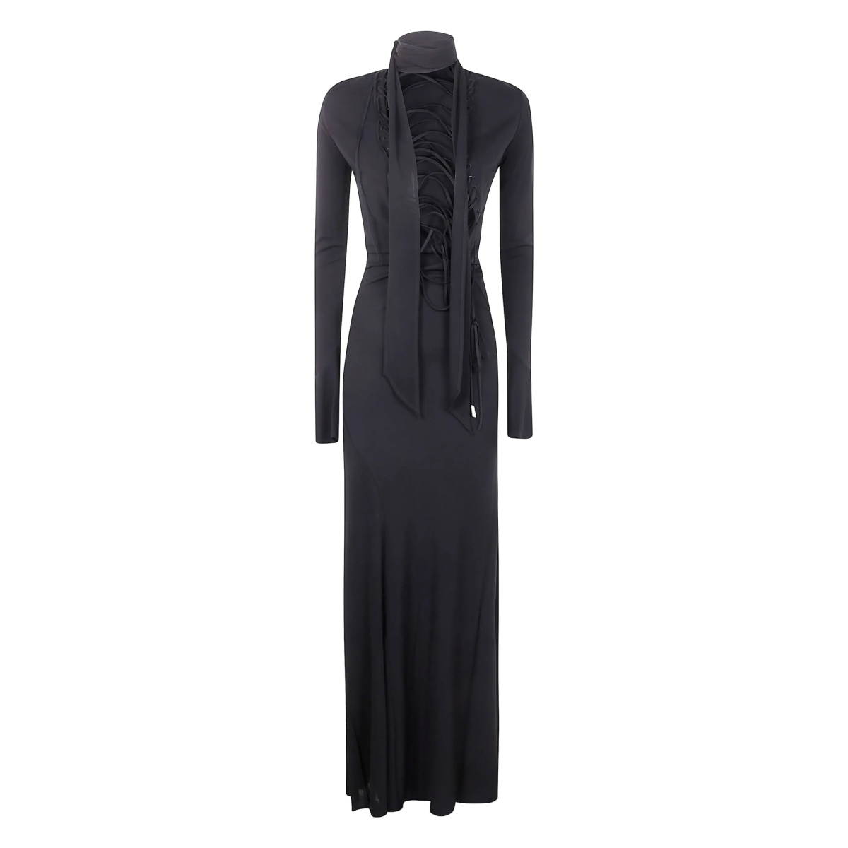 lace-up long-sleeves maxi dress