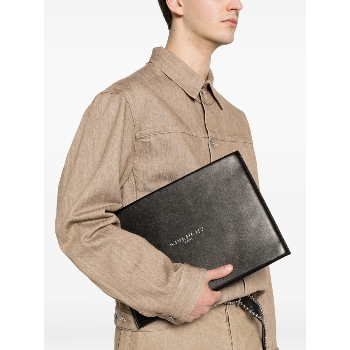 large Antigona Stamped logo leather clutch bag - Img 2