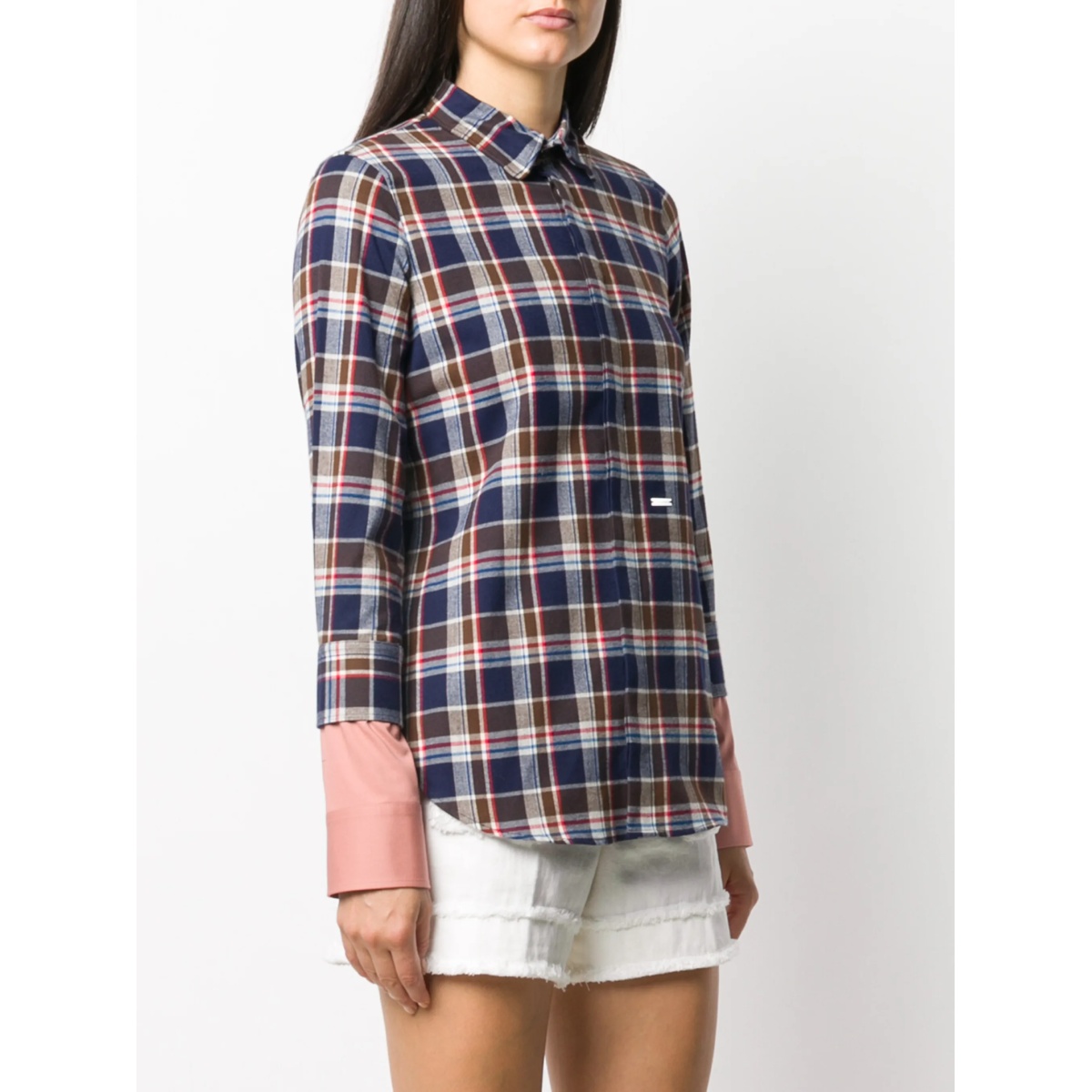 layered-sleeves plaid shirt - Img 3