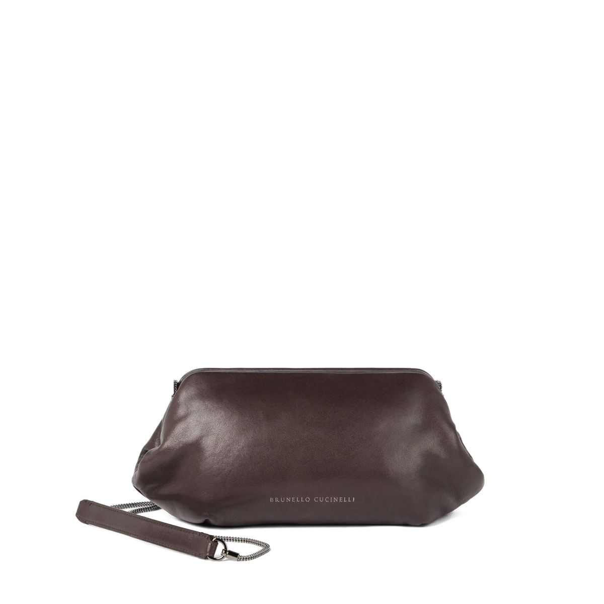 leather chain-strap clutch bag