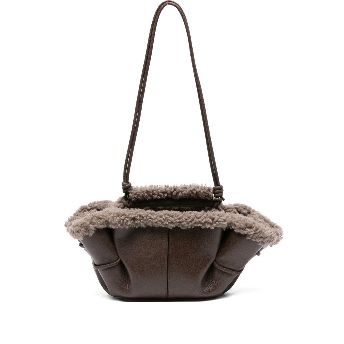 leather shearling tote bag