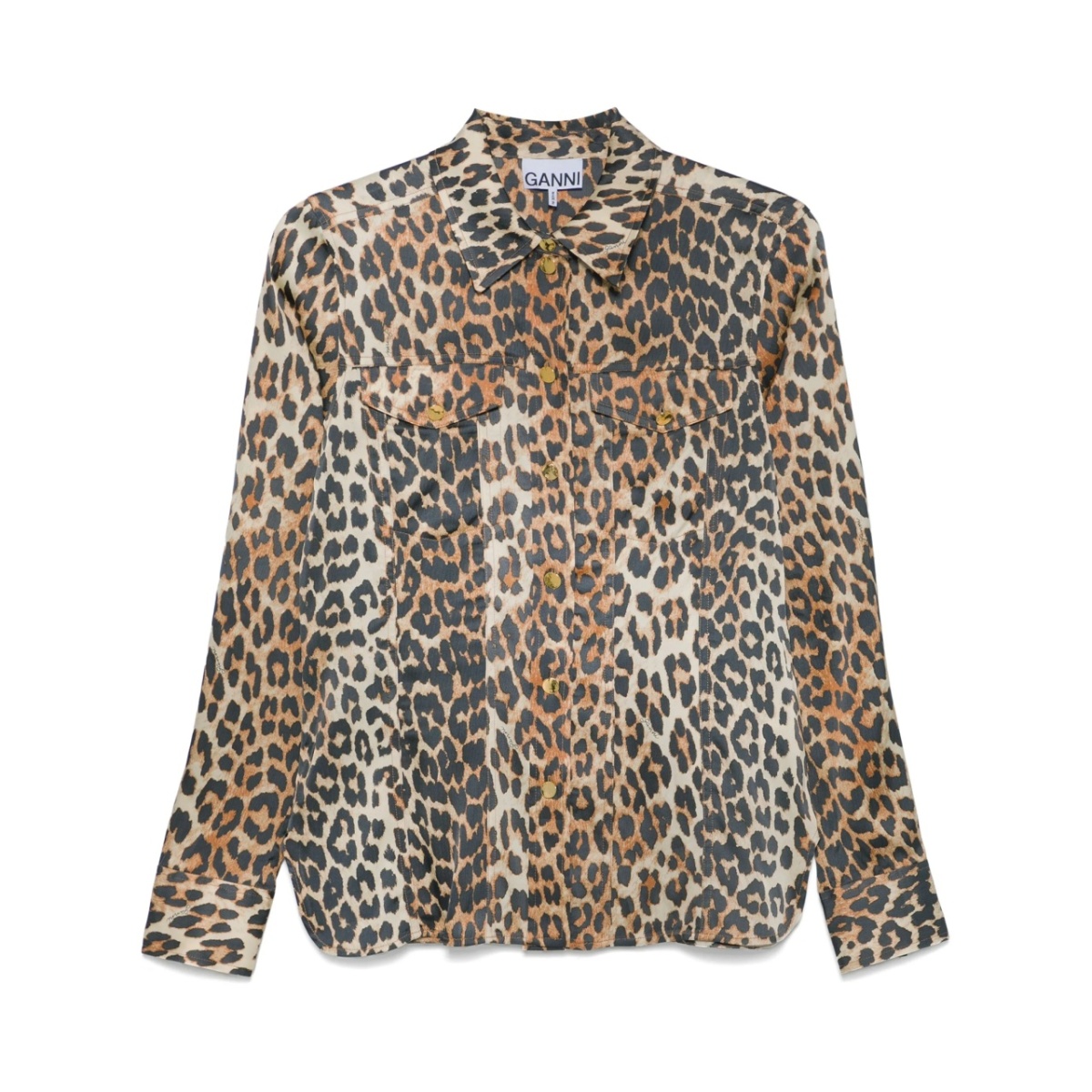 leopard-print satin shirt