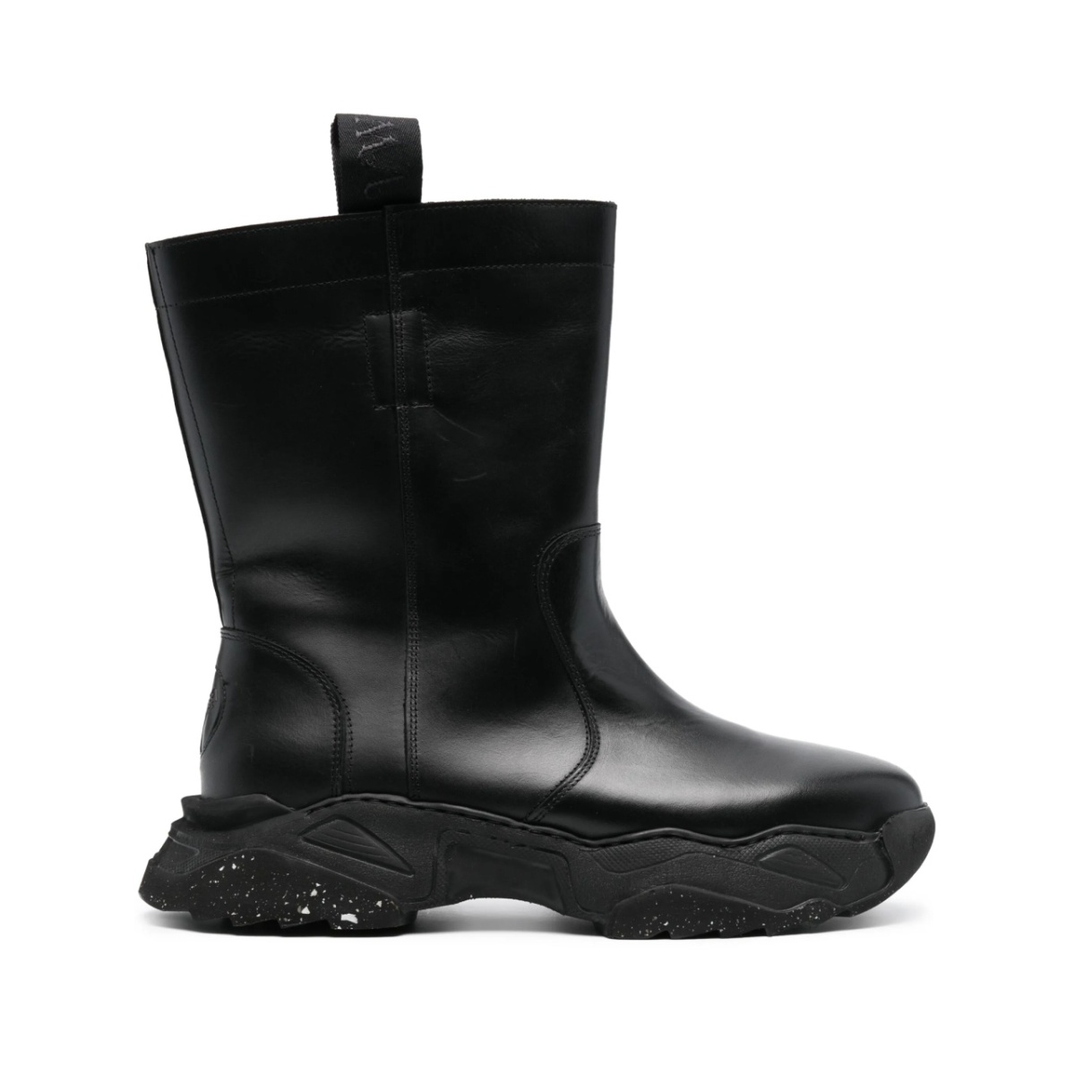 logo-embossed chunky leather boots