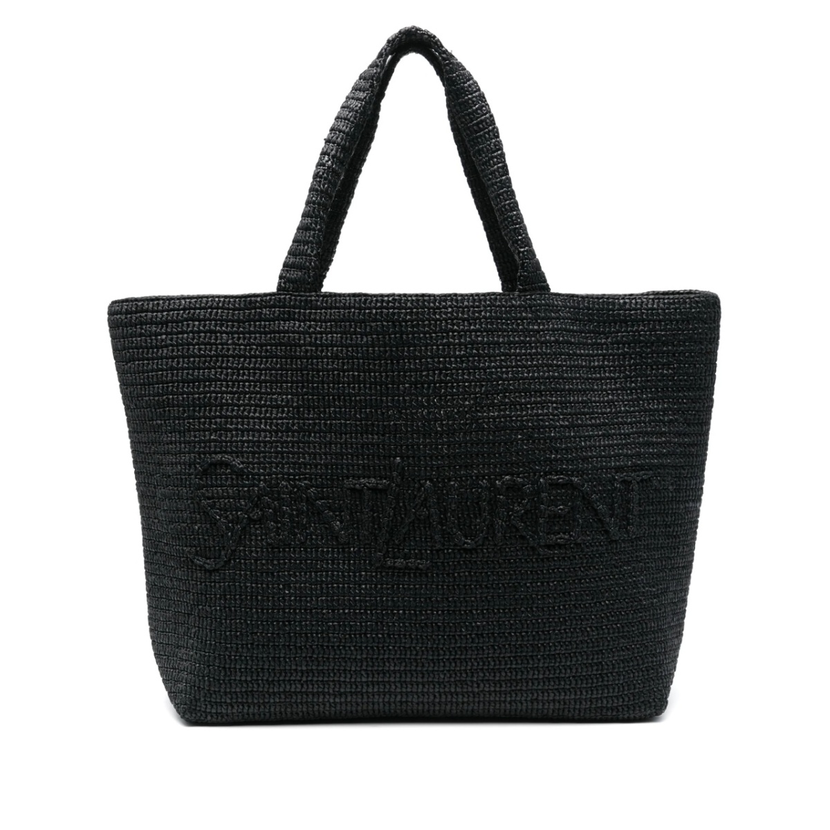 logo-embossed raffia tote bag