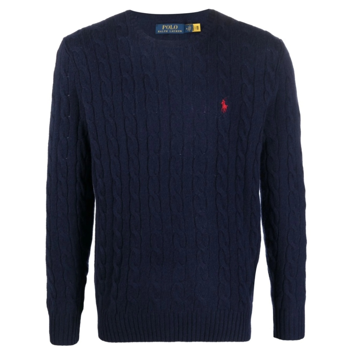 logo-embroidered cable-knit jumper