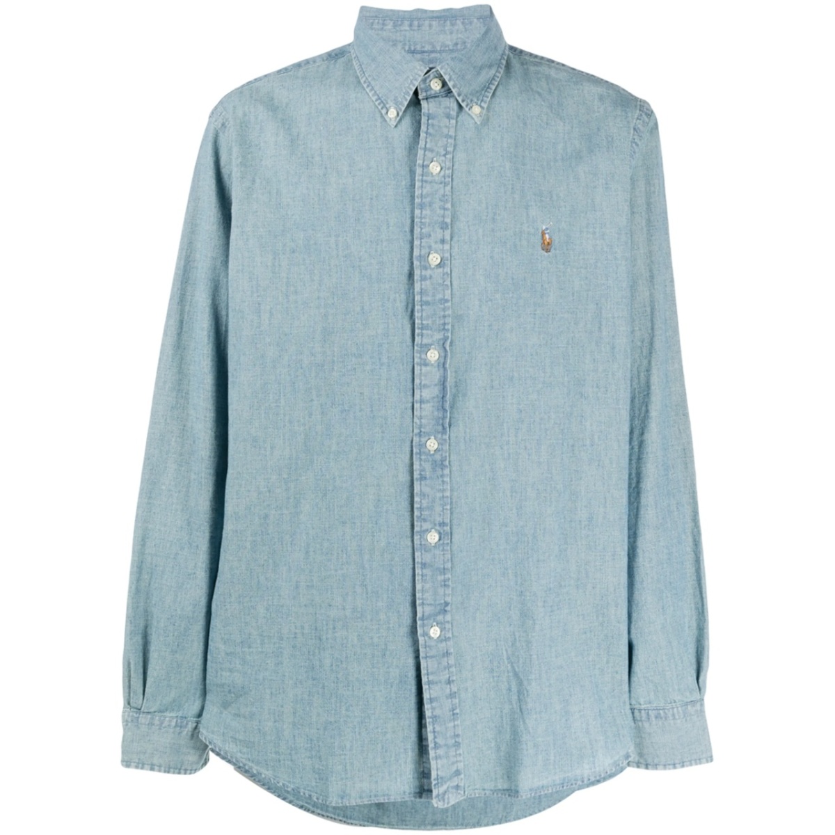 logo-embroidered chambray shirt