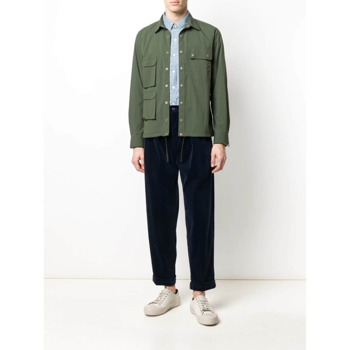 logo-embroidered chambray shirt - Img 2