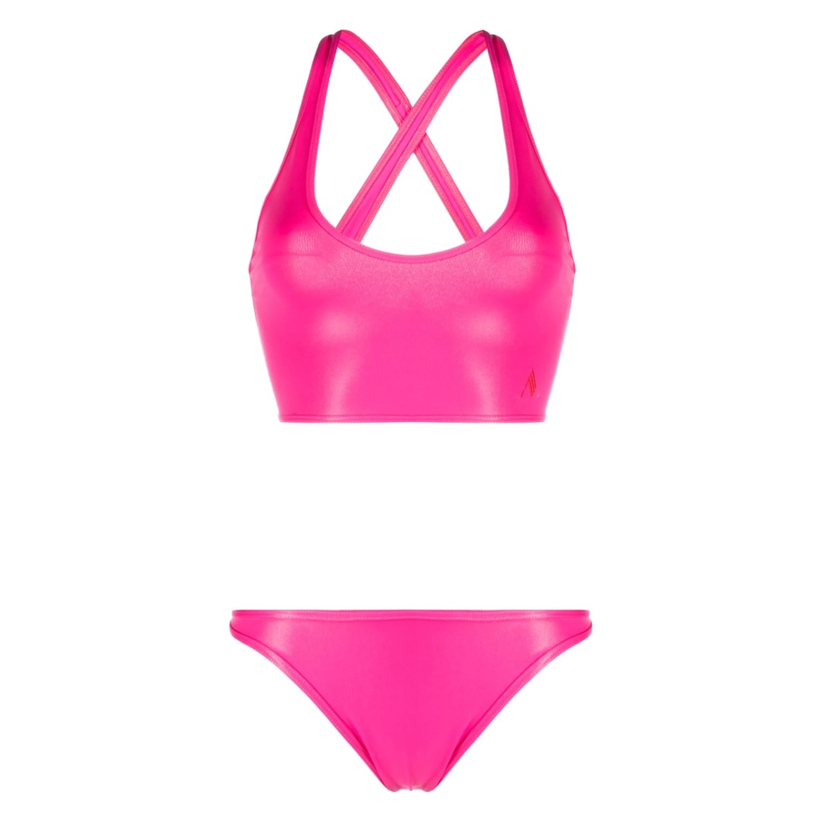 logo-embroidered crossover-strap bikini