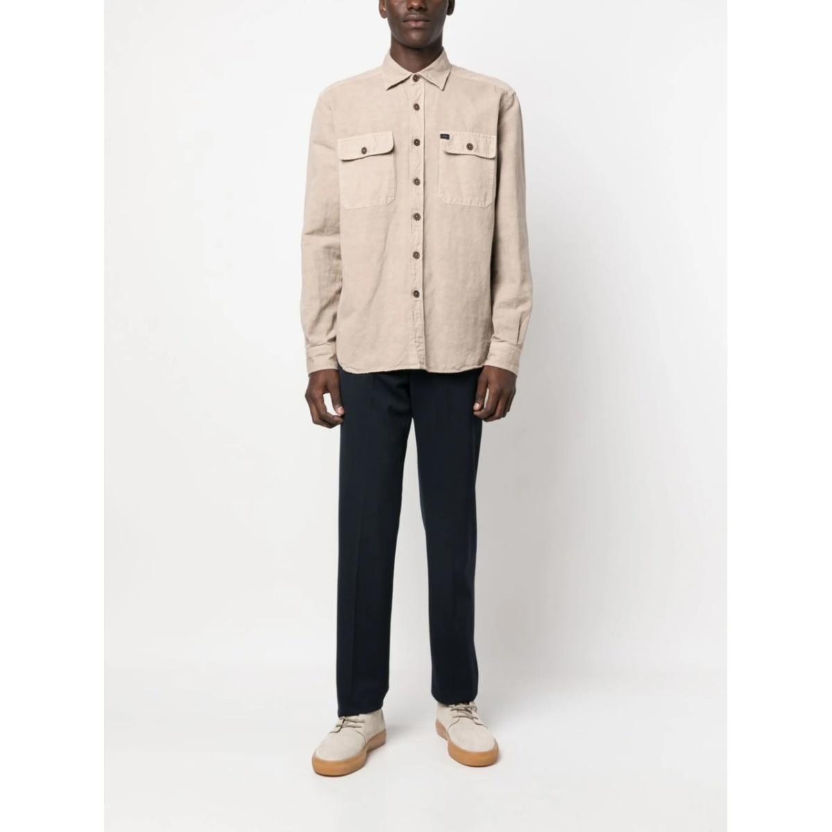 logo-patch button-up shirt - Img 2
