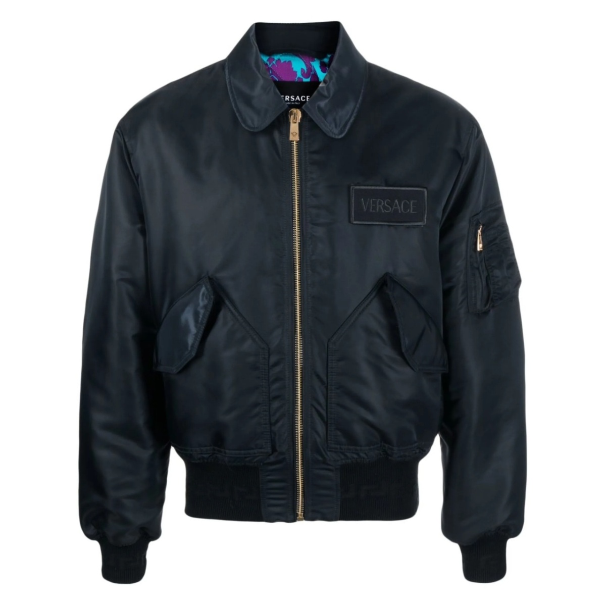 logo-patch padded bomber jacket