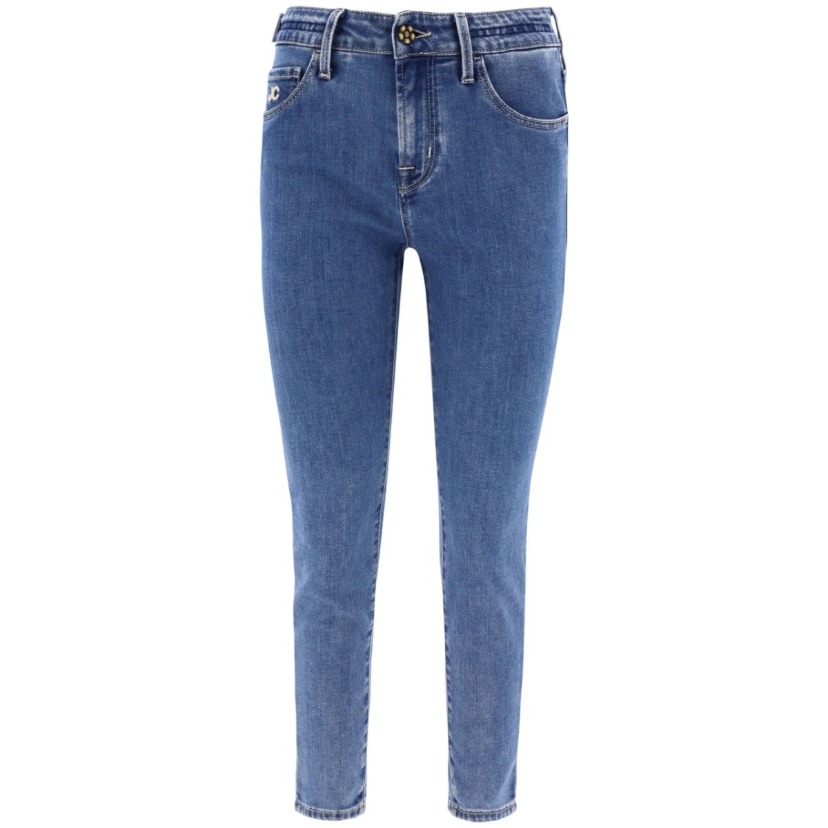 logo-patch tapered jeans