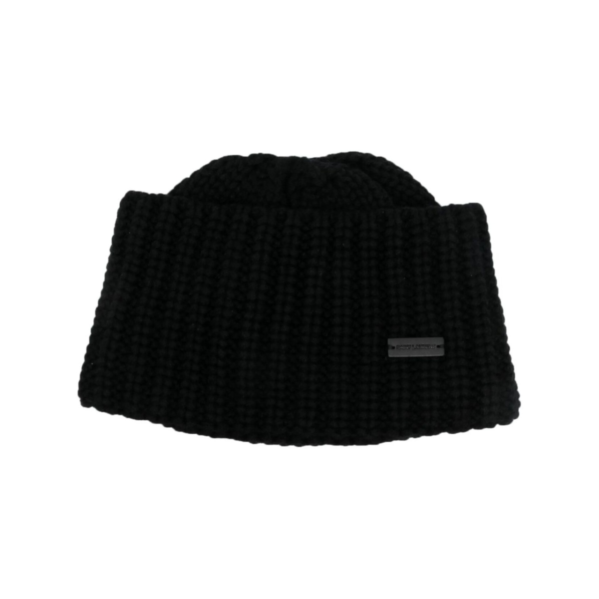 logo-plaque chunky knit cashmere beanie