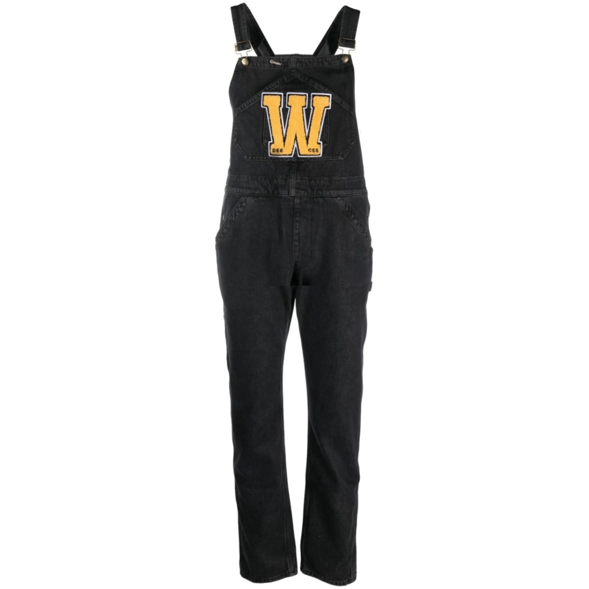 logo-print denim dungarees