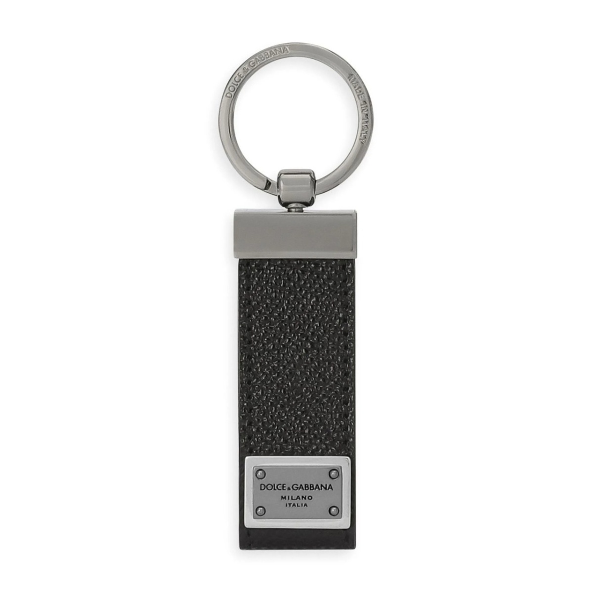 logo-tag leather keyring