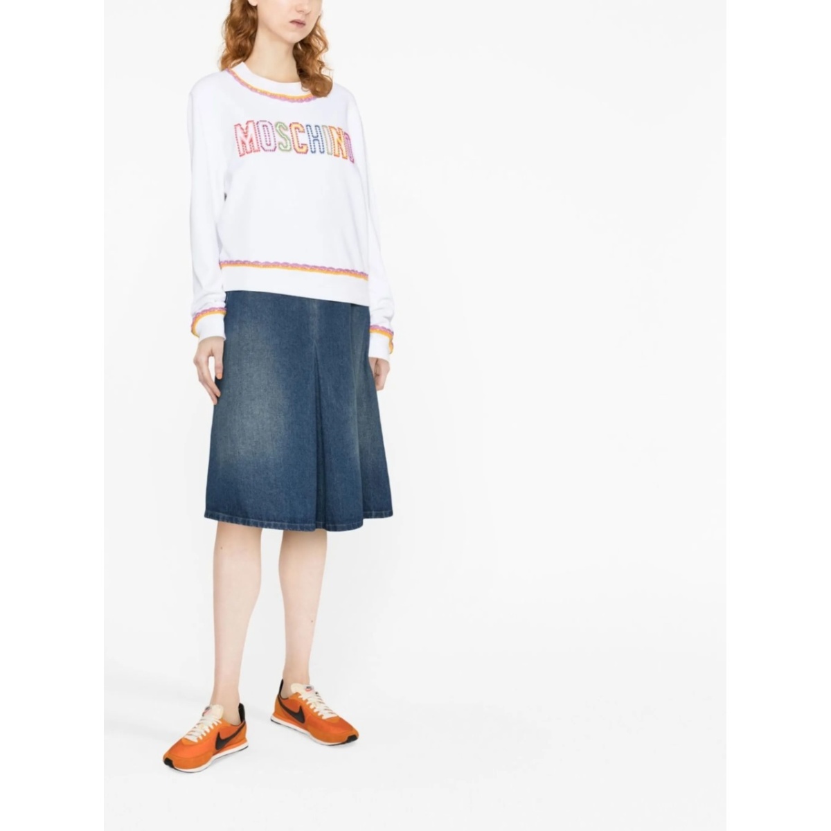 macramé-trim cotton sweatshirt - Img 2