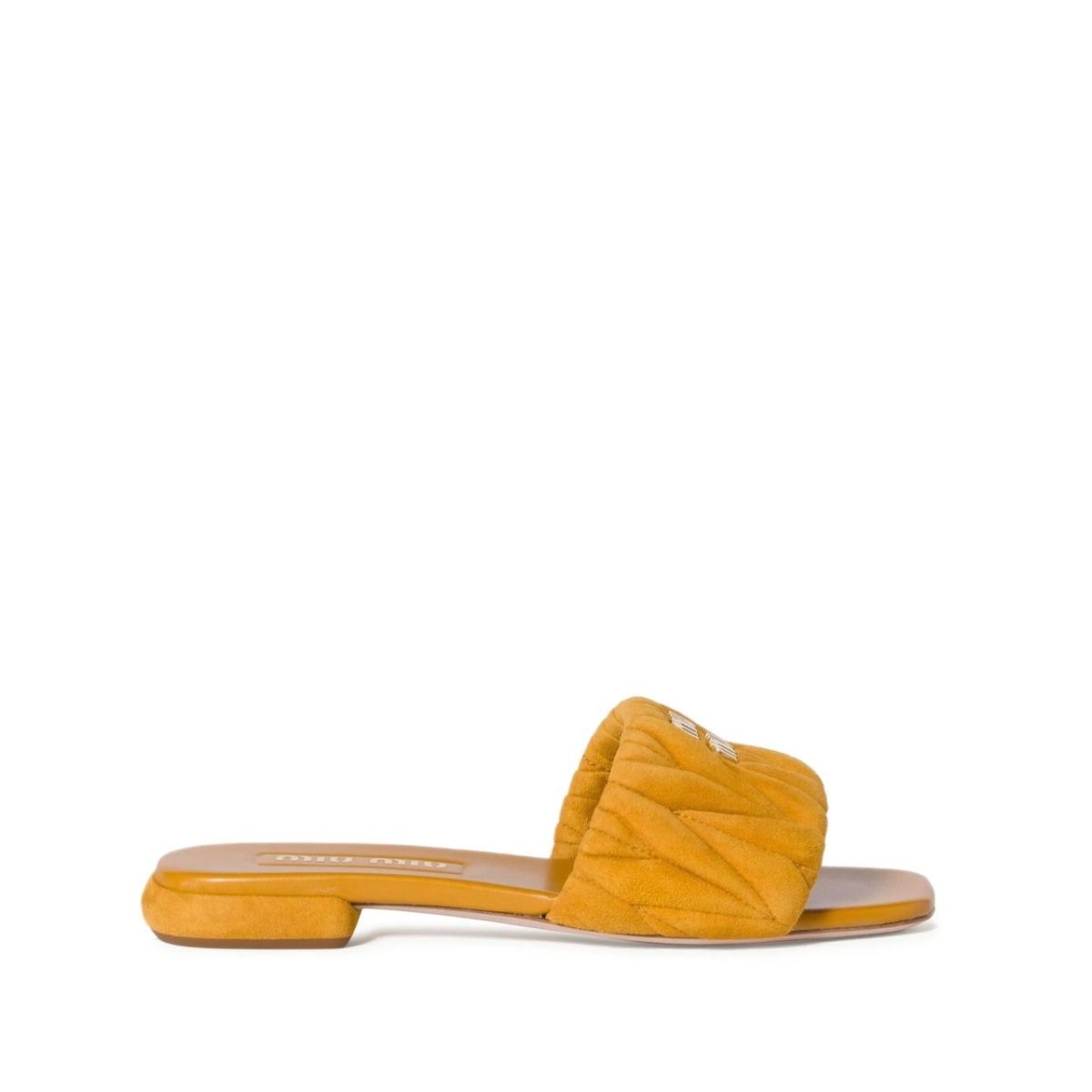 matelassé suede slides