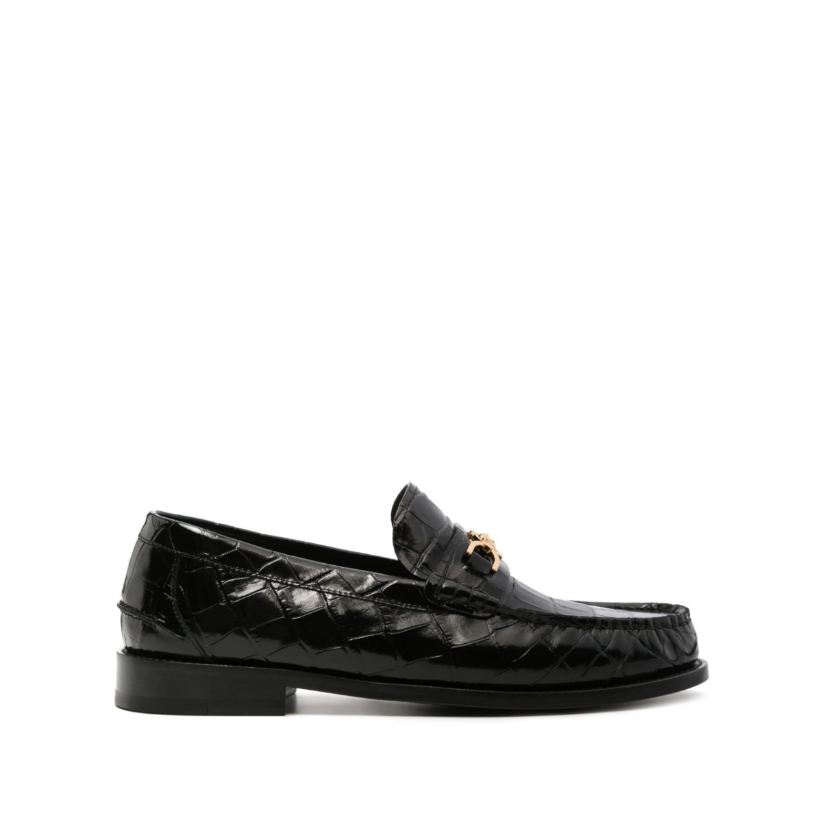 Medusa crocodile-embossed leather loafers