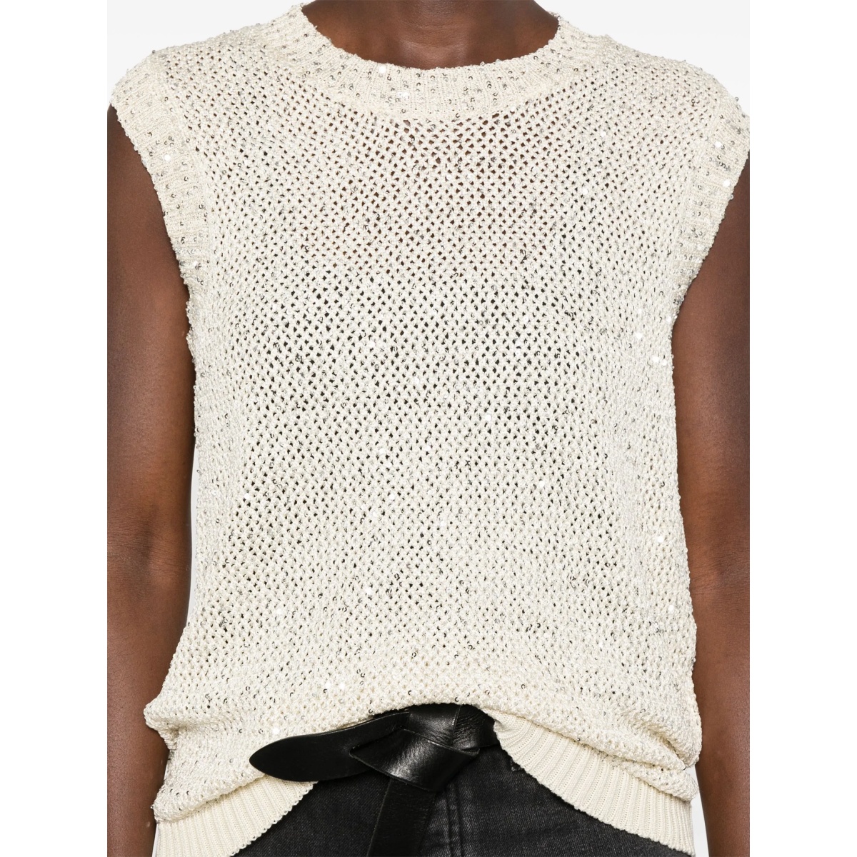 Melyssa sequin-embellished knitted top - Img 5