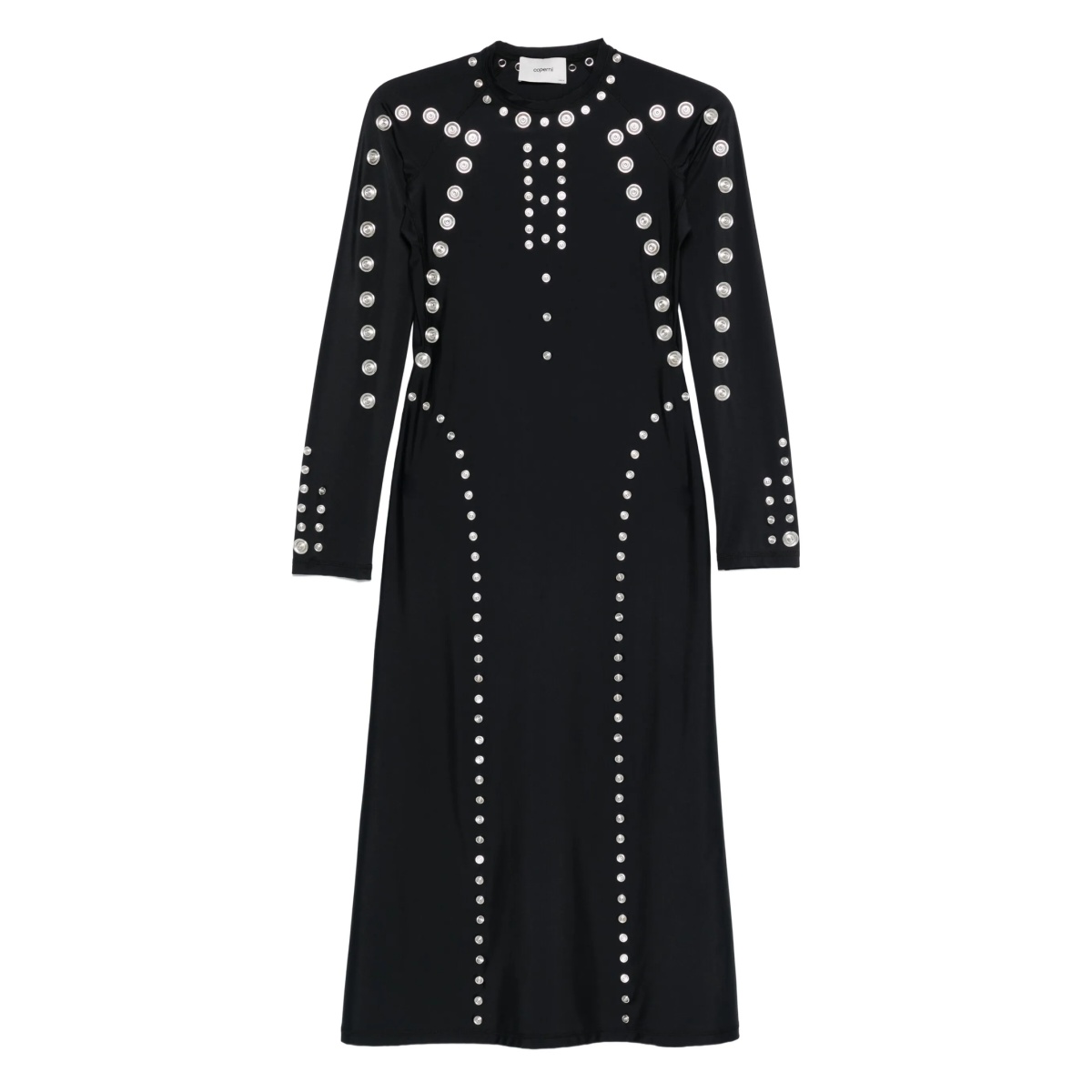 metallic-embellished long-sleeve dress