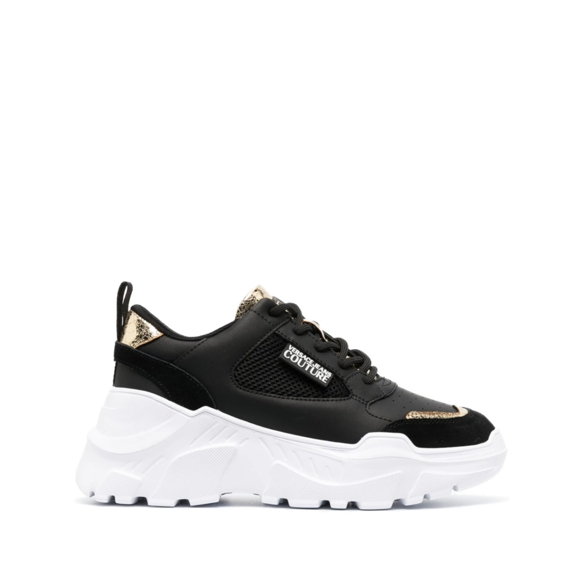 metallic-finish leather sneakers