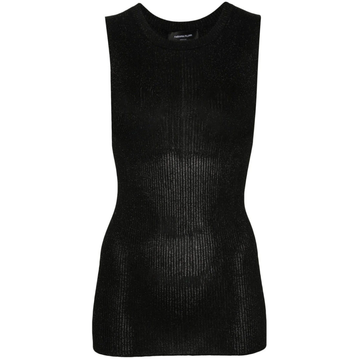 metallic-thread ribbed tank top