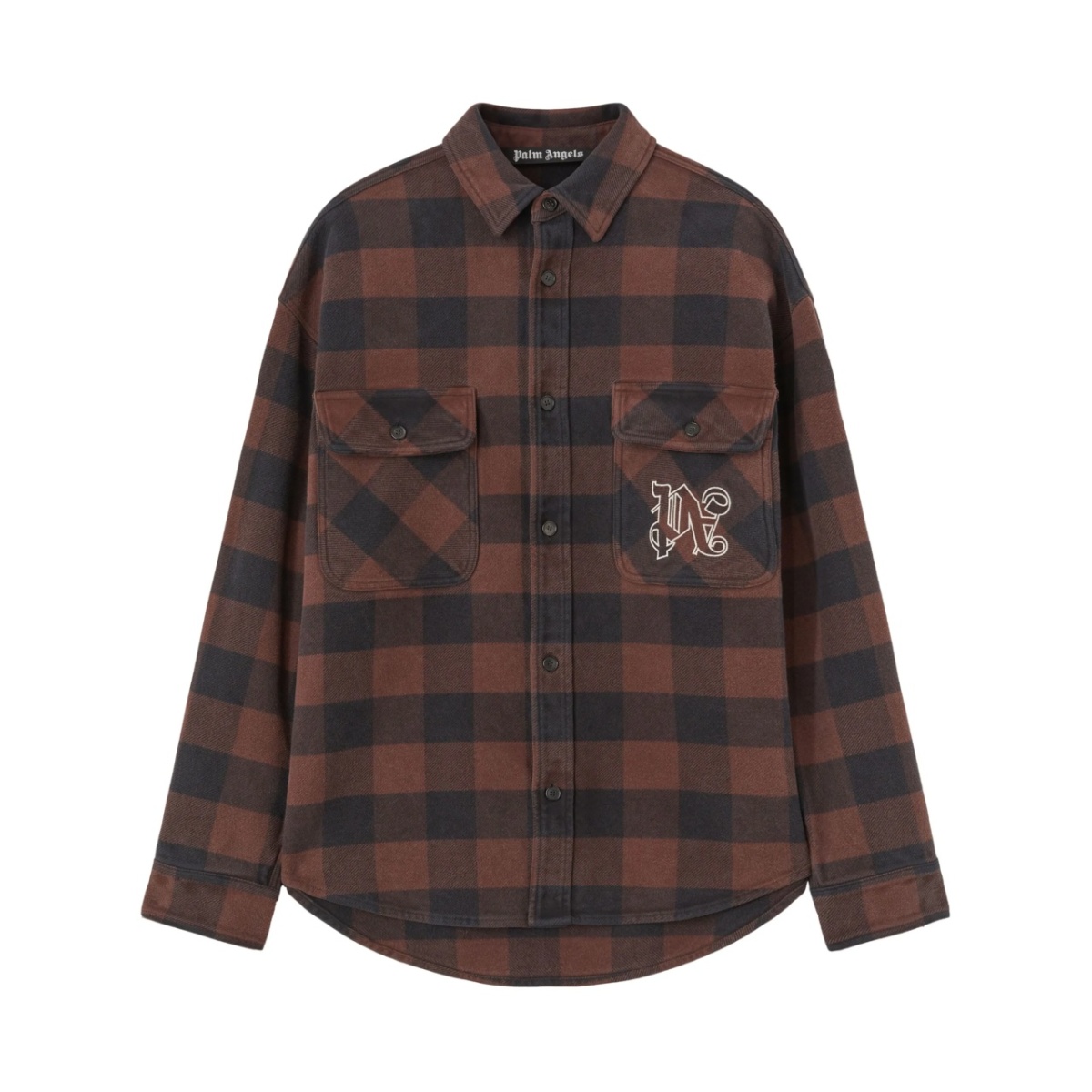 monogram-print checked shirt