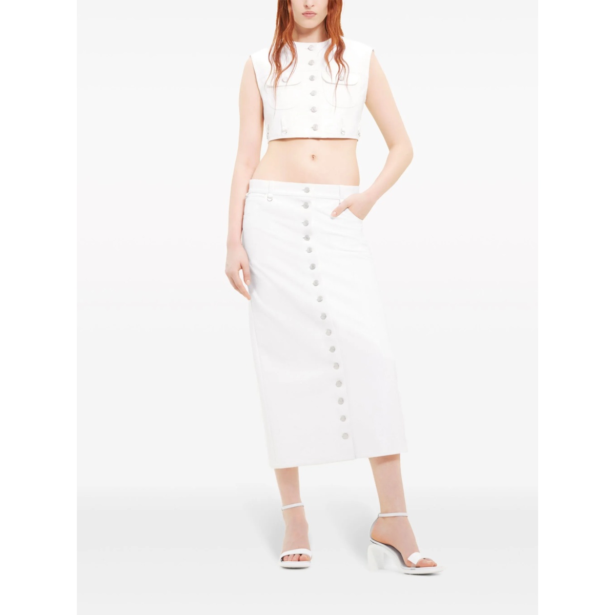 Multiflex patent-finish midi skirt - Img 2