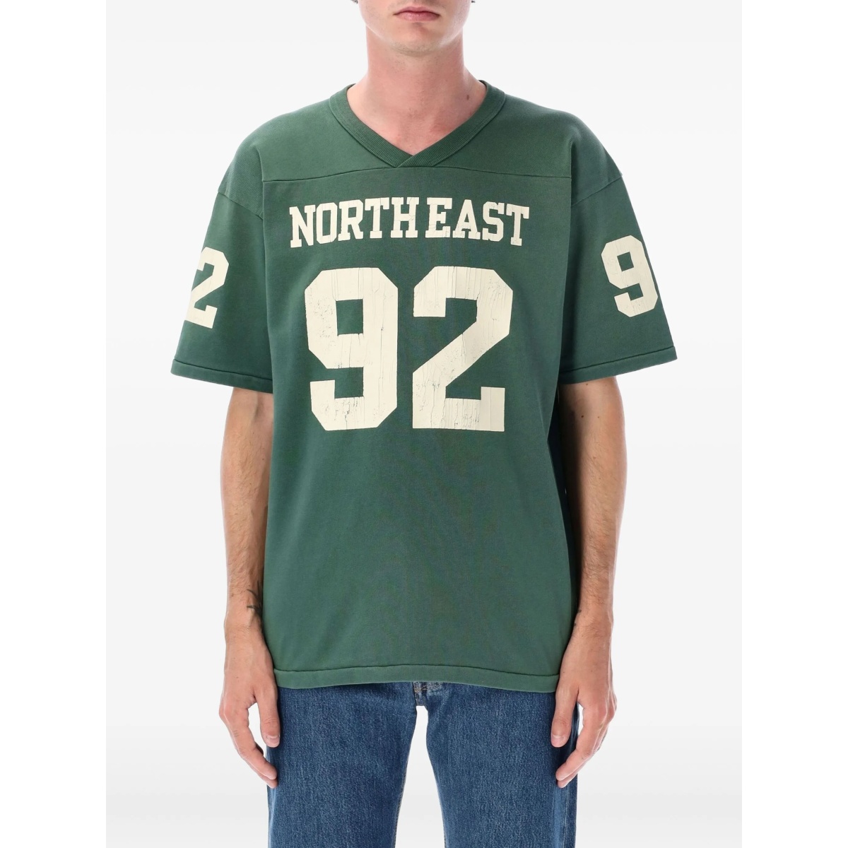 number-print V-neck T-shirt