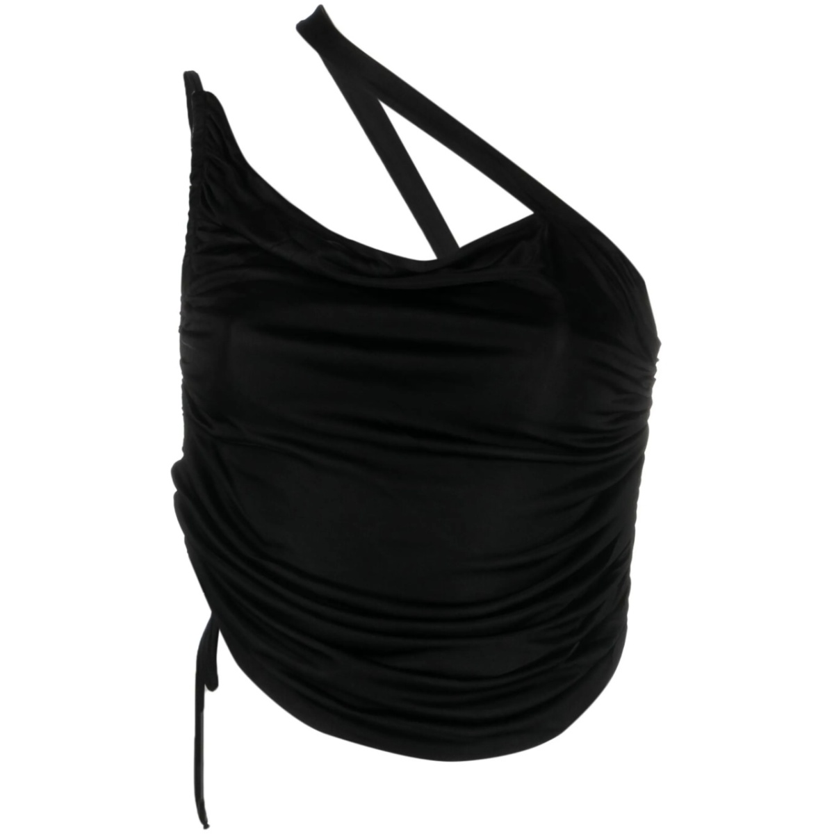 one-shoulder draped top