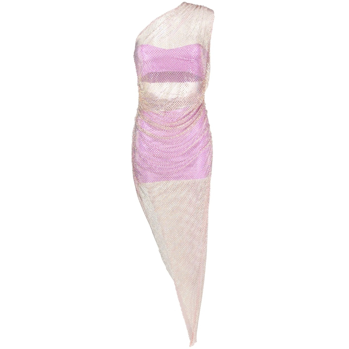 one-shoulder mesh dress