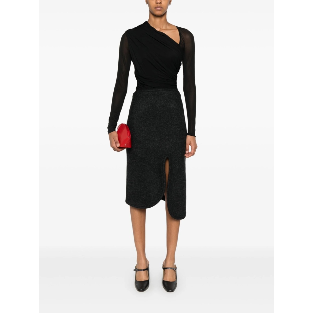 padded-trim midi skirt - Img 2