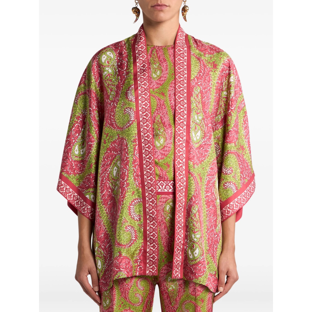 paisley foliage silk twill jacket - Img 3
