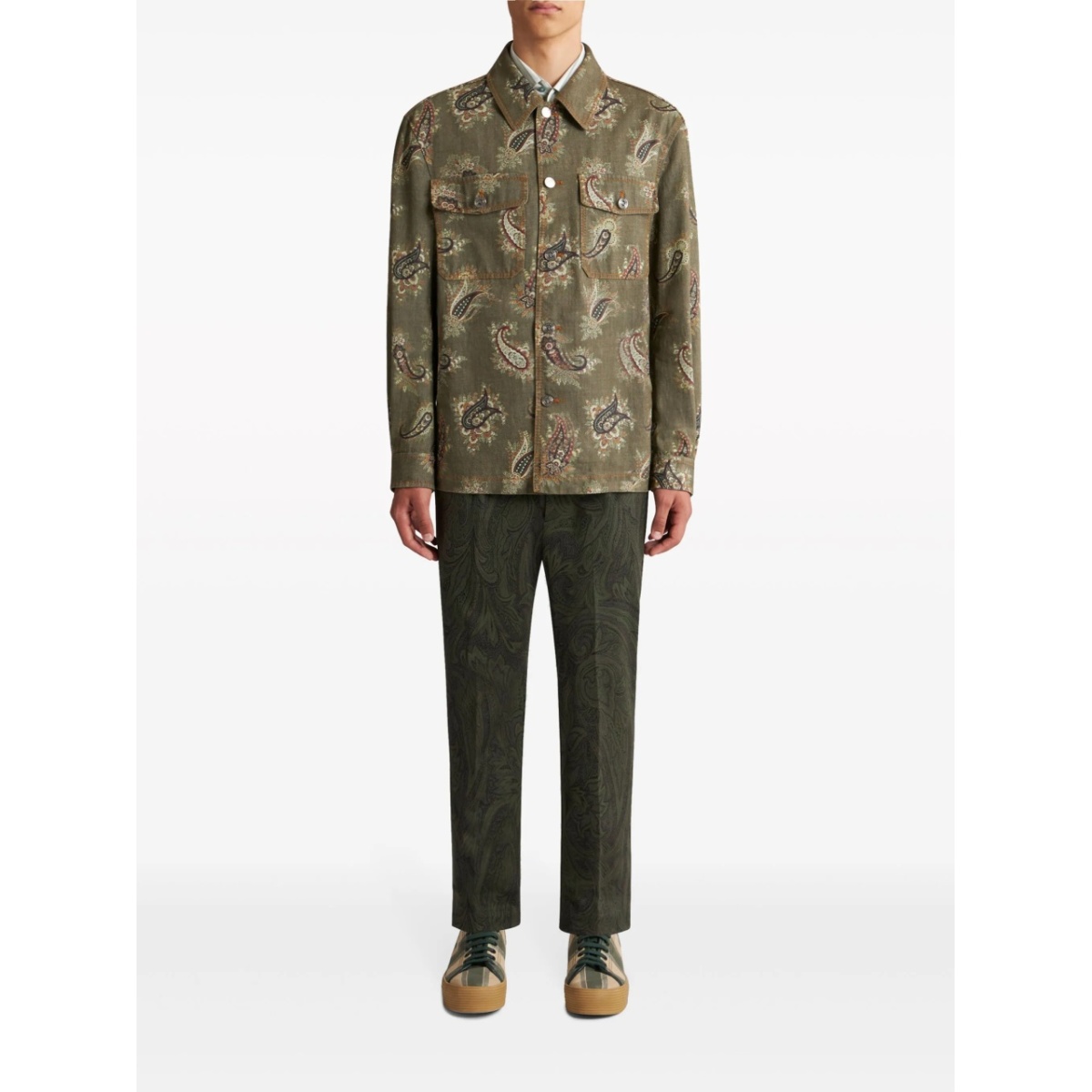 paisley-print denim shirt jacket - Img 3