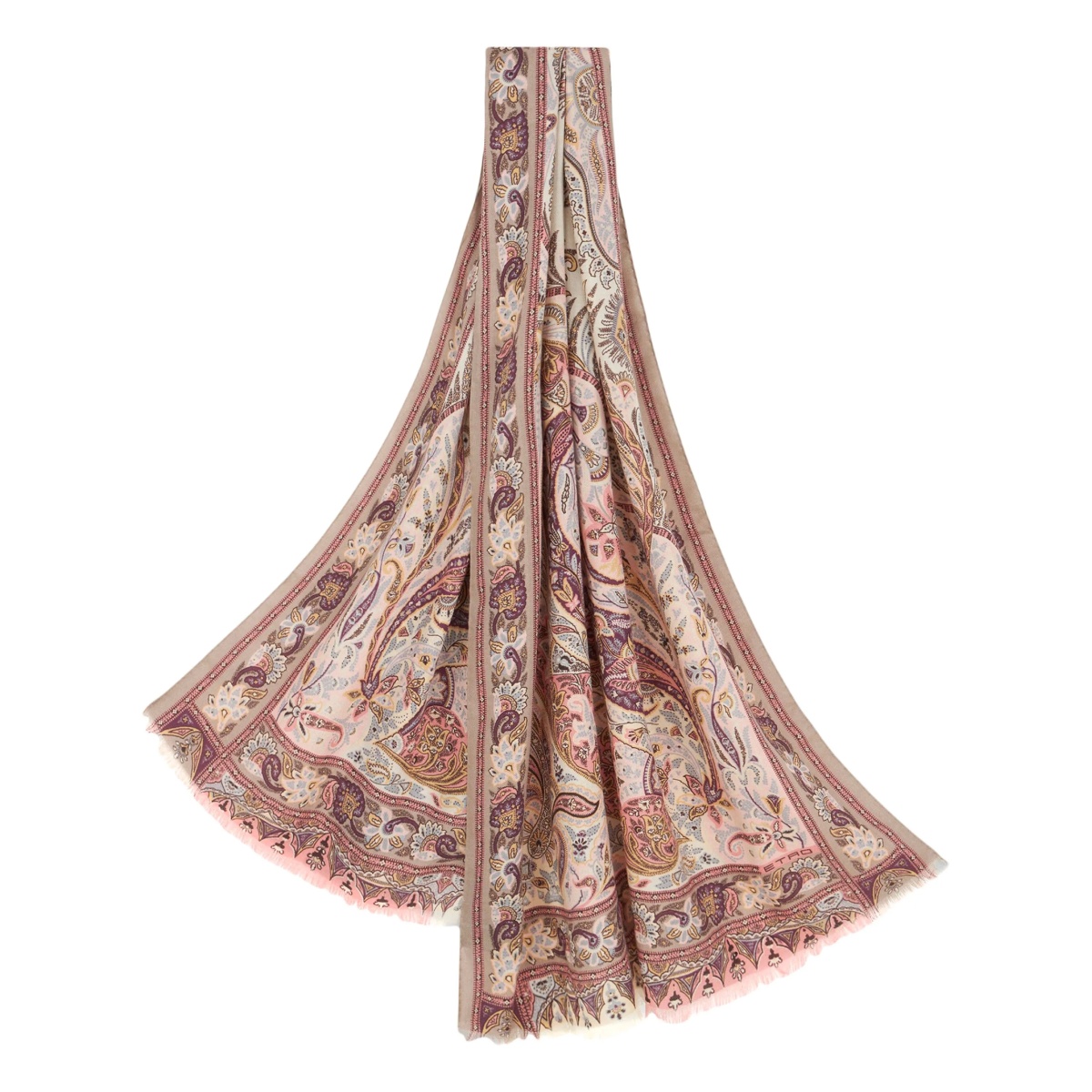 paisley-print frayed-edge cashmere-blend scarf