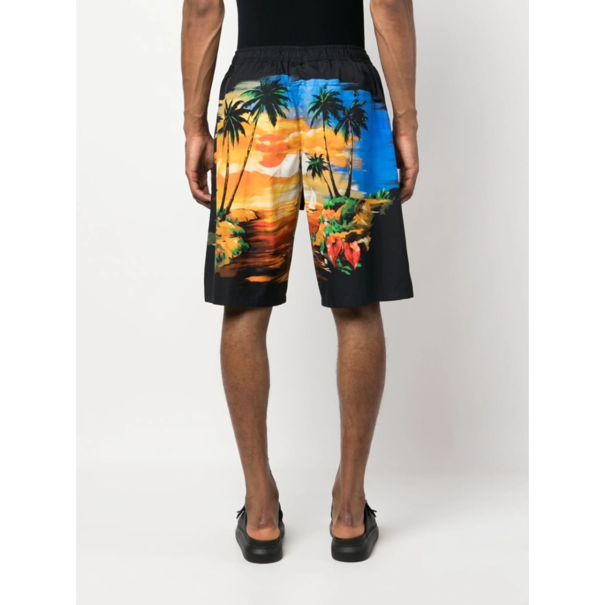 palm tree-print cotton shorts - Img 4